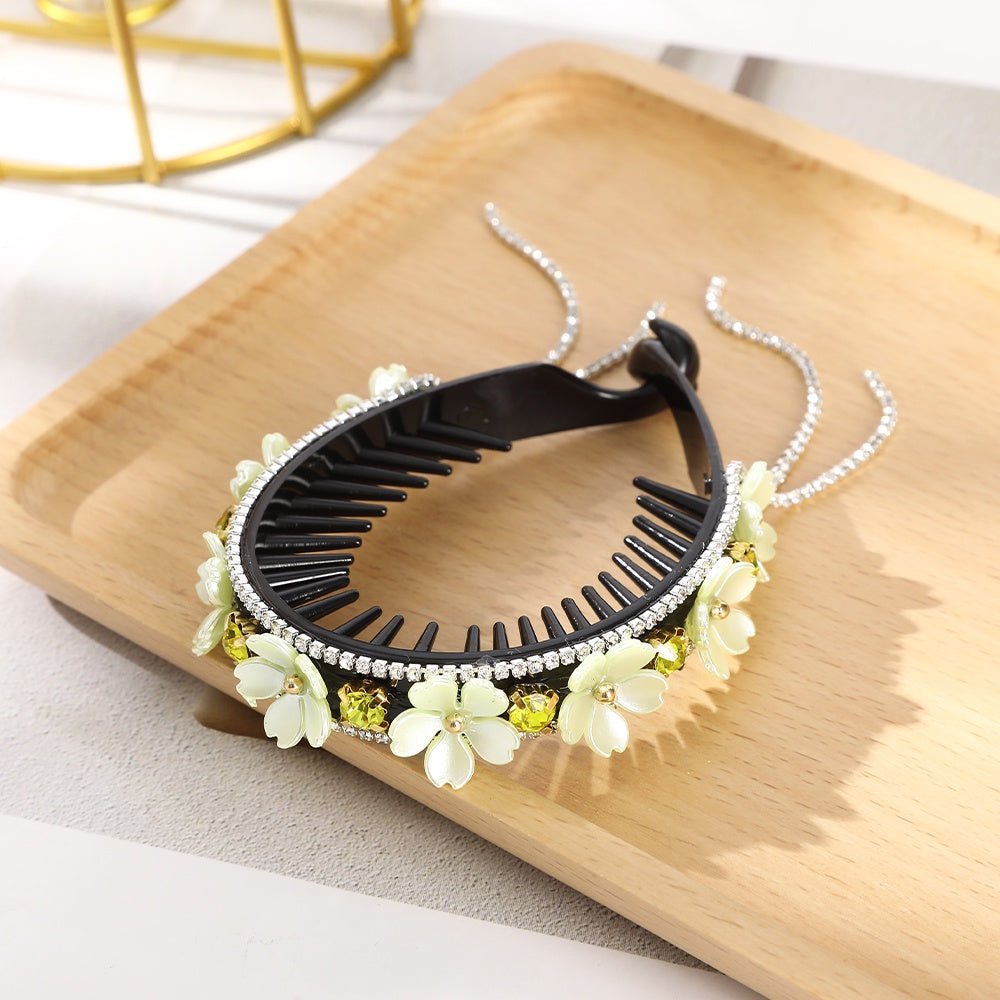 AWAYTR Korean Fashion Flower Rhinestone Hairpin Crystal Ball Head Hairpin Retro Hair Accessories