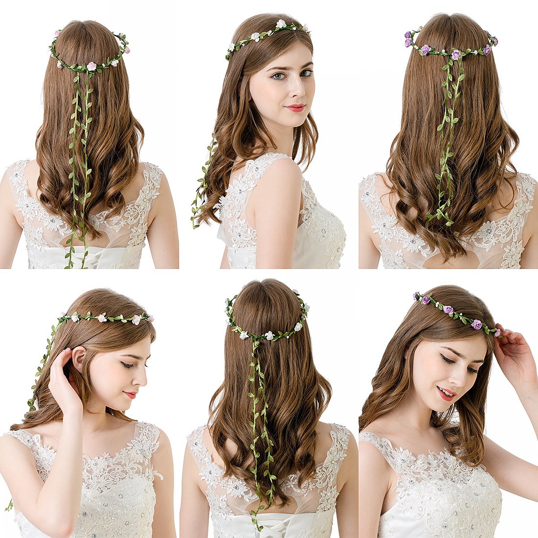 Cream White Flower Hair Crown-2Pcs｜Awaytr®